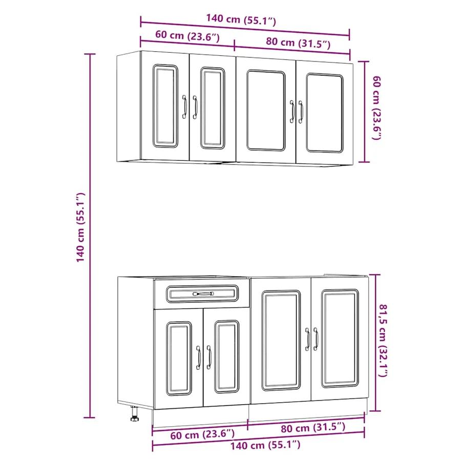 Ensemble d'armoires de cuisine 4 pcs Kalmar bois d'ingénierie - 9