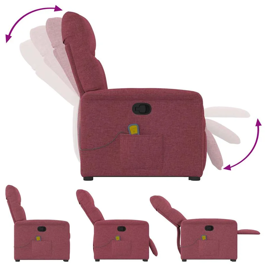 Fauteuil inclinable de massage Rouge bordeaux Tissu - 8