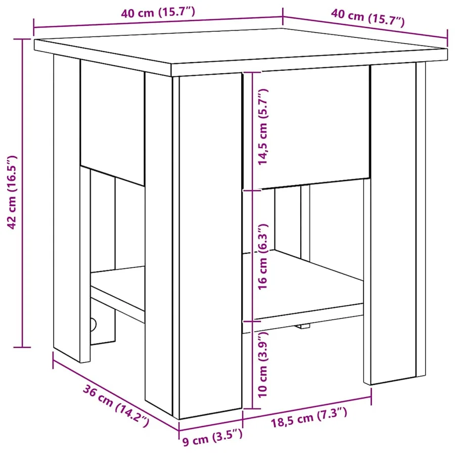 Table basse chêne artisanal 40x40x42 cm bois d'ingénierie - 11