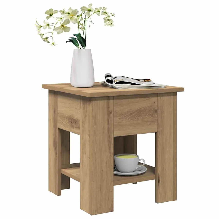 Table basse chêne artisanal 40x40x42 cm bois d'ingénierie - 3