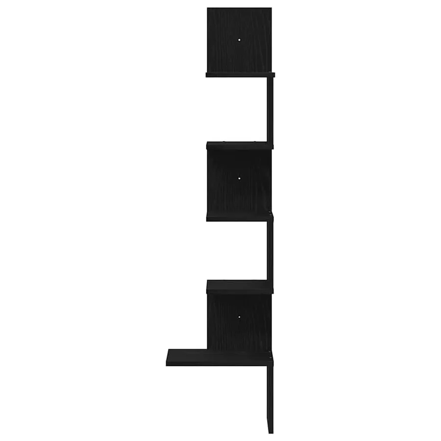 Étagère d'angle murale noir 32x32x127,5 cm bois d'ingénierie - 4