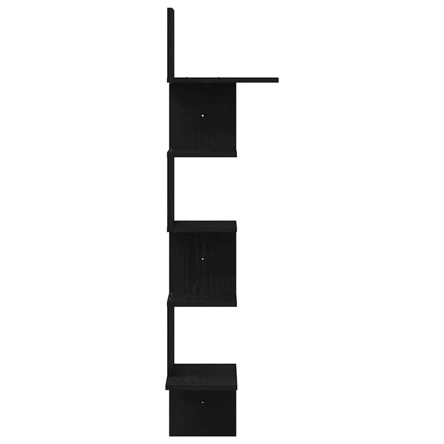 Étagère d'angle murale noir 32x32x127,5 cm bois d'ingénierie - 5