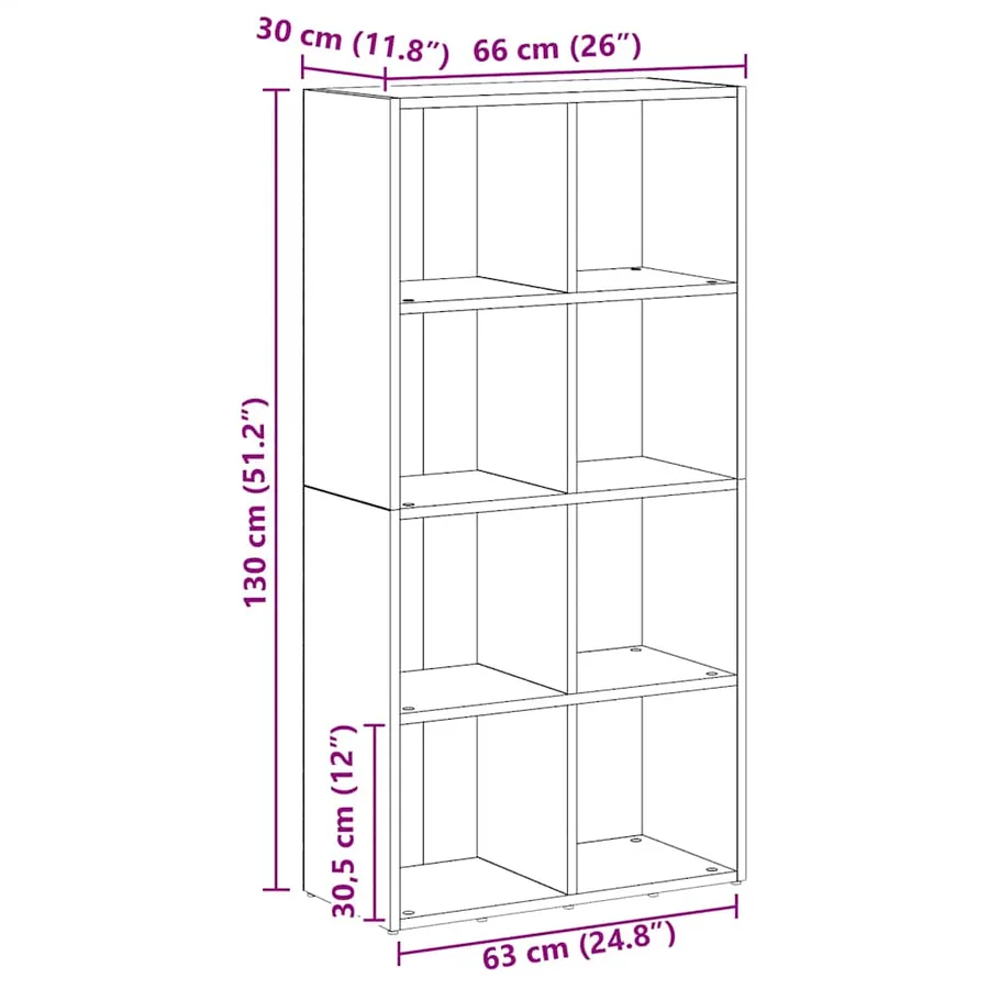 Bibliothèque chêne artisanal 66x30x130 cm bois d'ingénierie - 11