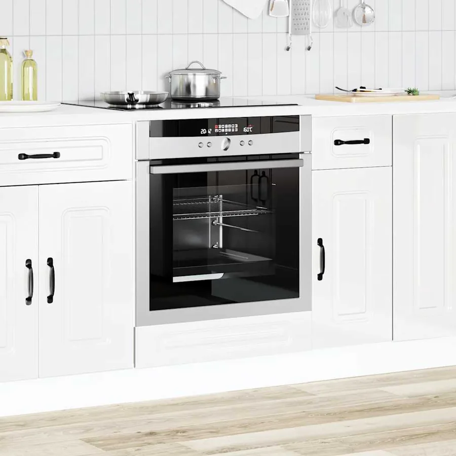 Armoire à four Kalmar blanc brillant bois d'ingénierie