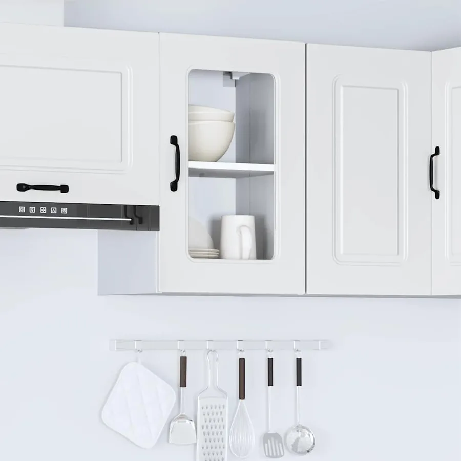 Armoire murale de cuisine avec porte en verre Kalmar blanc - 4