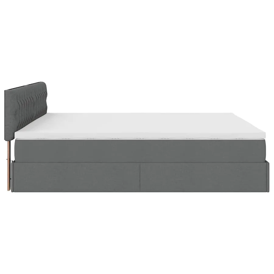Cadre de lit ottoman avec matelas gris foncé 160x200cm tissu - 11