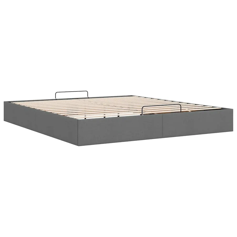 Cadre de lit ottoman sans matelas gris foncé 160x200 cm tissu - 6
