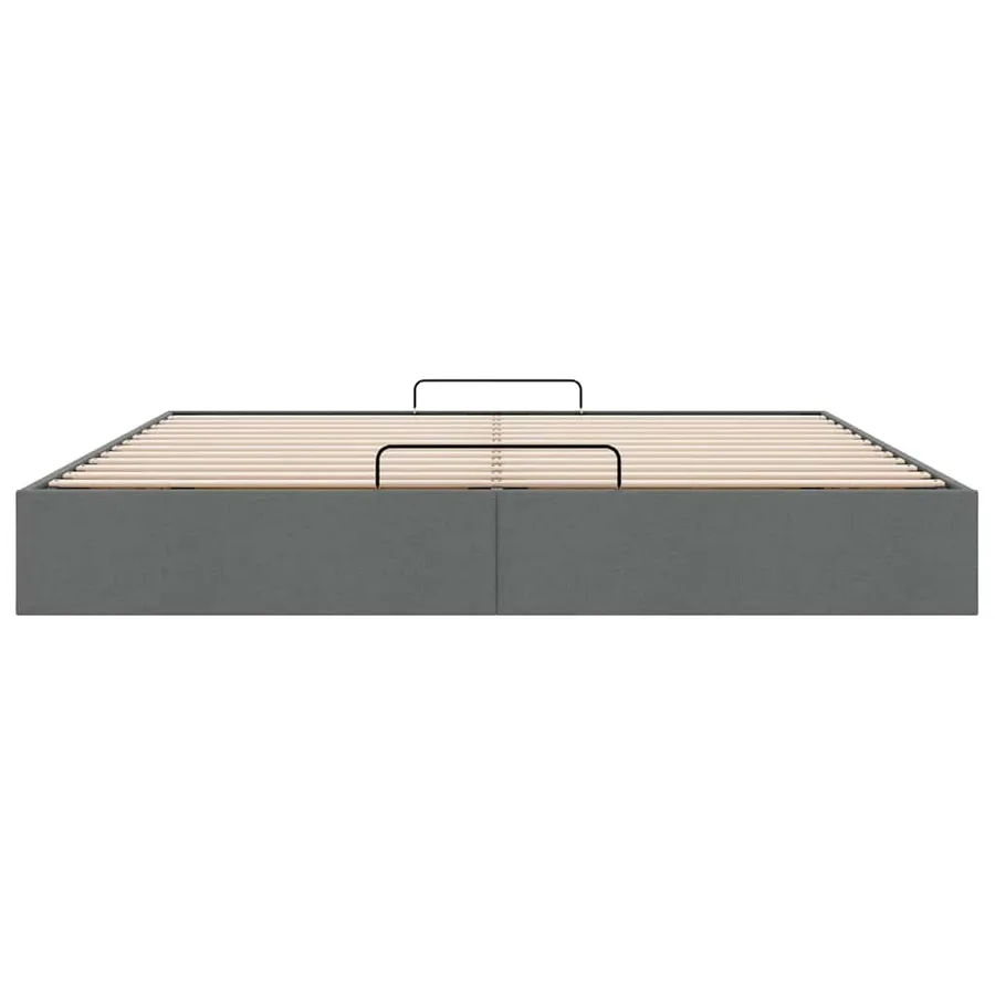 Cadre de lit ottoman sans matelas gris foncé 160x200 cm tissu - 7