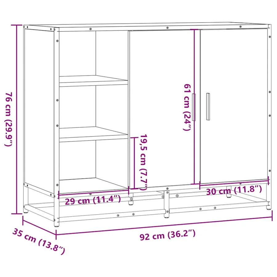 Buffet chêne sonoma 92x35x76 cm bois d'ingénierie - 10