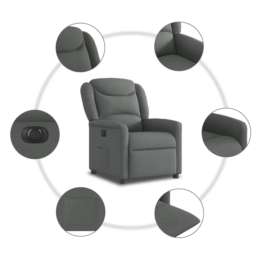 Fauteuil inclinable électrique Gris foncé Tissu - 10