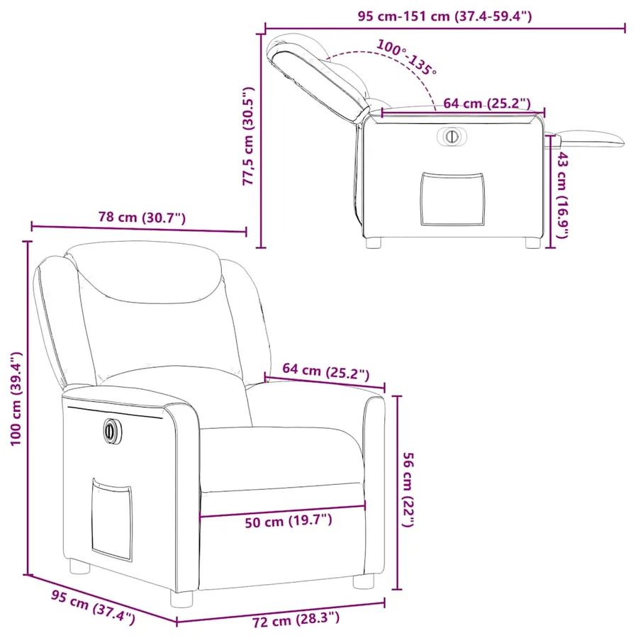 Fauteuil inclinable électrique Gris foncé Tissu - 15