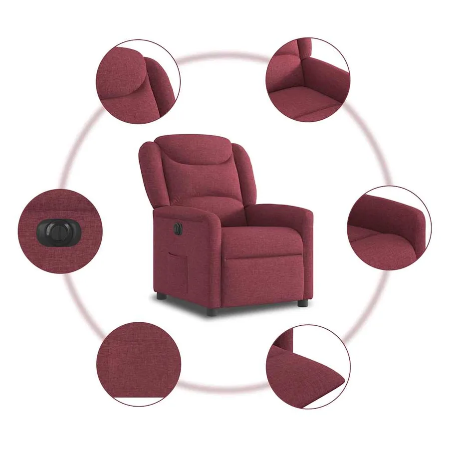 Fauteuil inclinable électrique Rouge bordeaux Tissu - 10