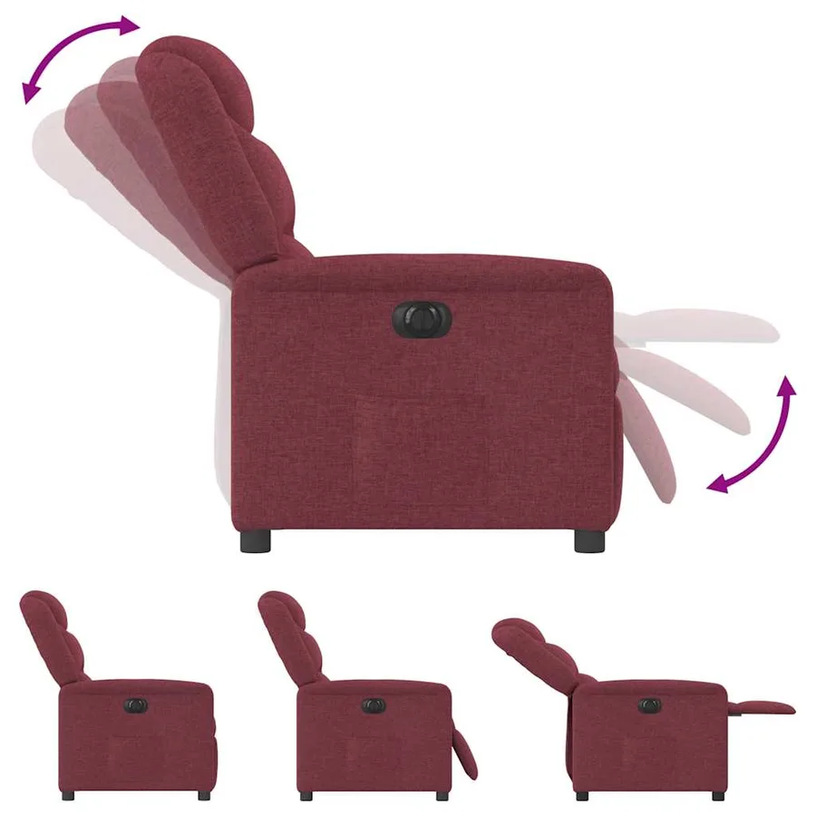 Fauteuil inclinable électrique Rouge bordeaux Tissu - 8