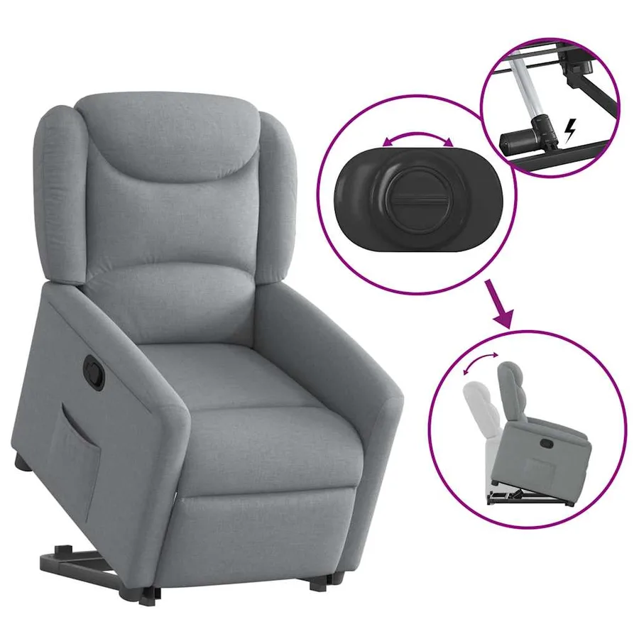 Fauteuil inclinable Gris clair Tissu - 8