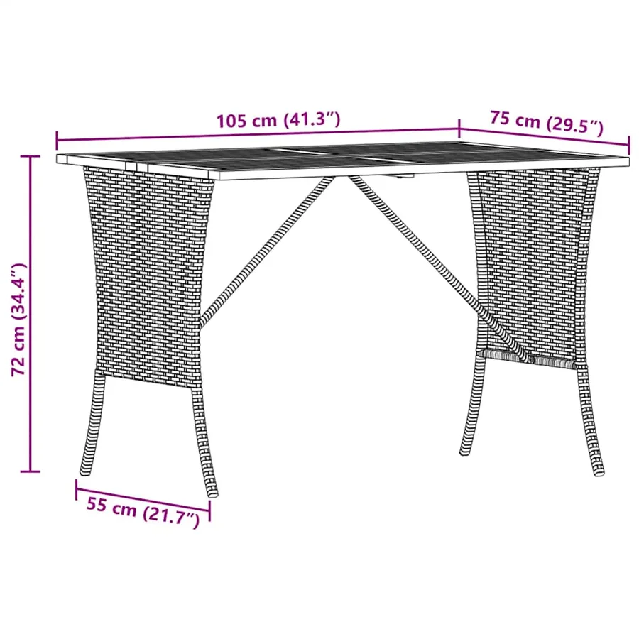 Table de jardin avec dessus en bois d'acacia beige 105x75x72 cm - 10