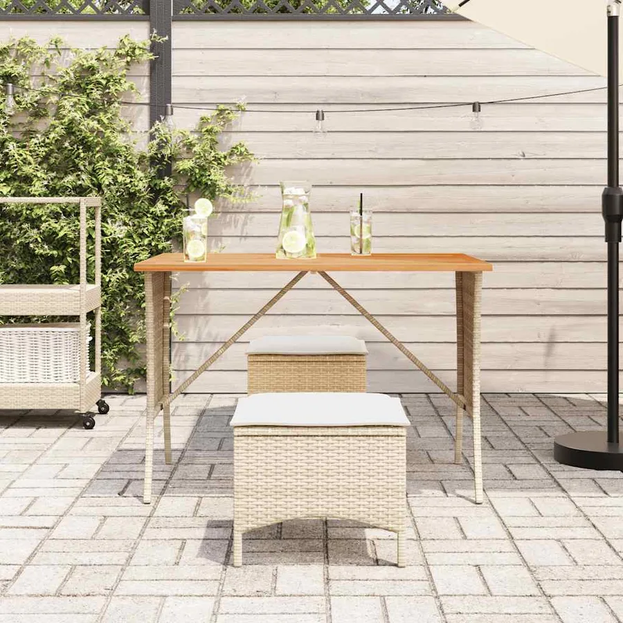 Table de jardin avec dessus en bois d'acacia beige 105x75x72 cm - 3
