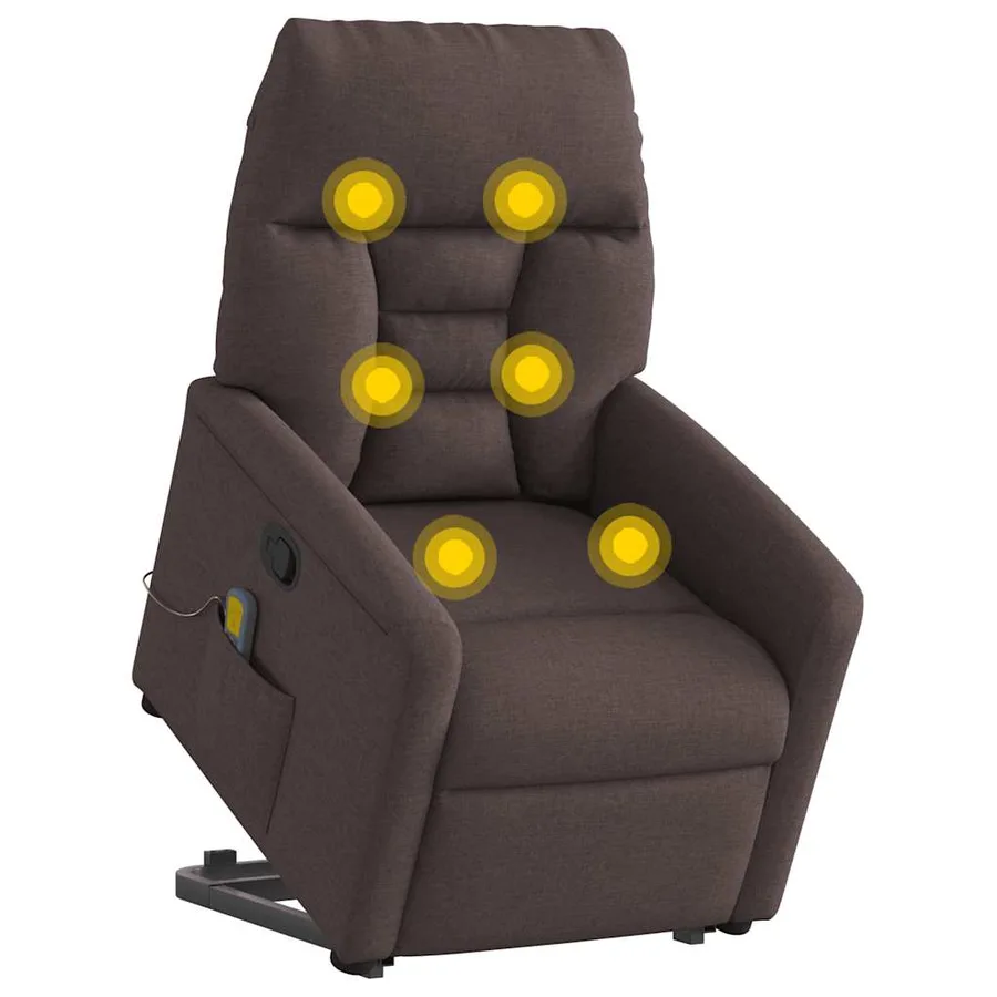 Fauteuil inclinable de massage Marron foncé Tissu - 3