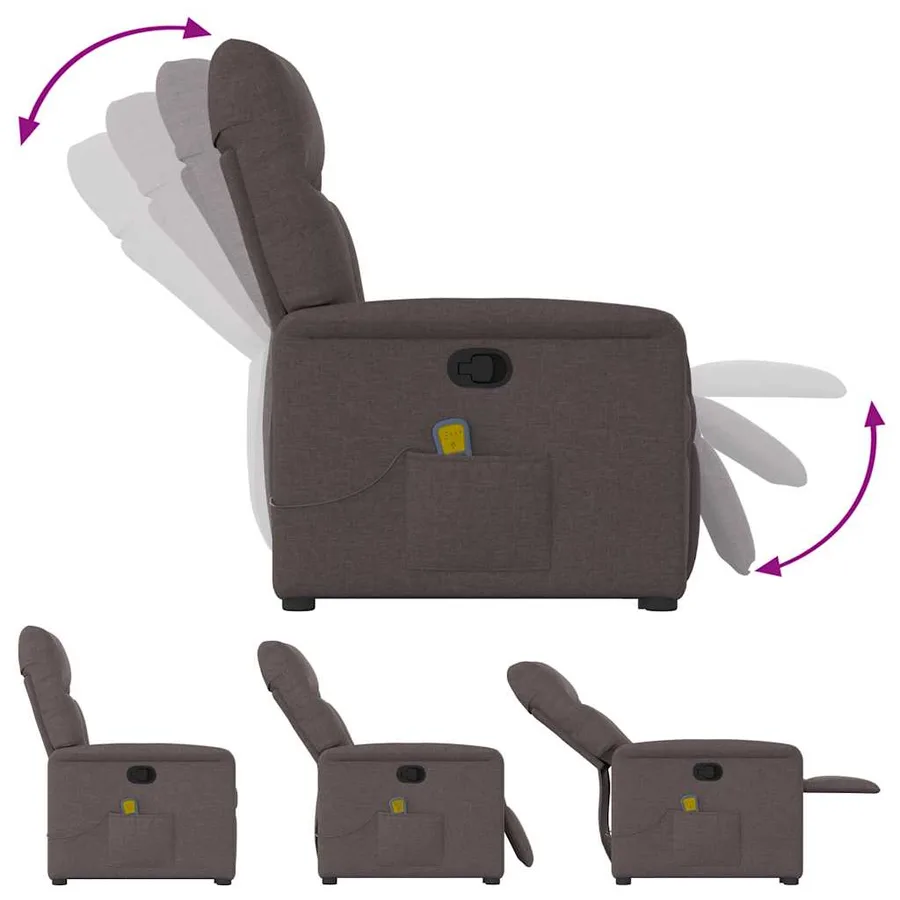 Fauteuil inclinable de massage Marron foncé Tissu - 8