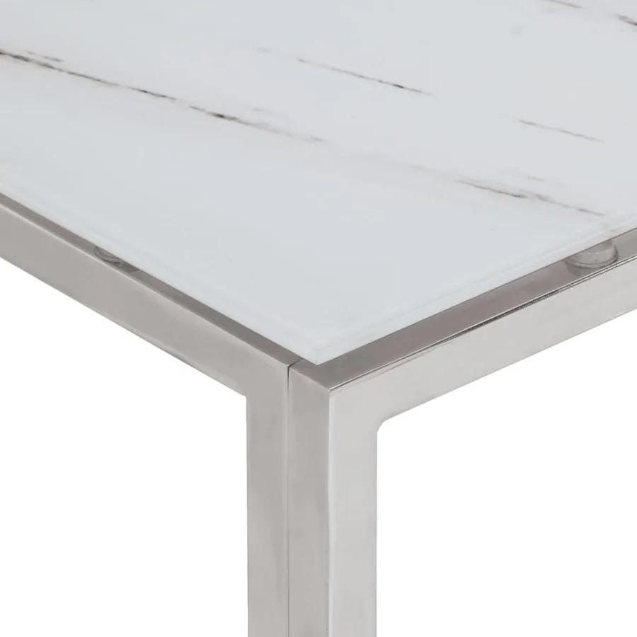 Table basse argenté acier inoxydable et verre trempé - 4