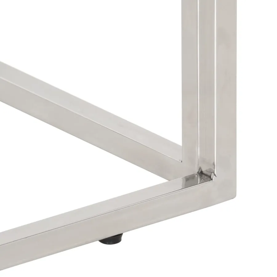 Table basse argenté acier inoxydable et verre trempé - 6