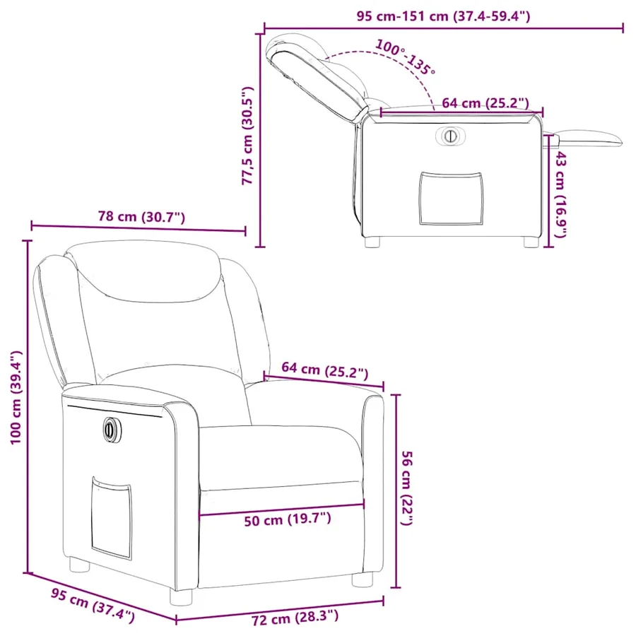 Fauteuil inclinable électrique Vert foncé Tissu - 15