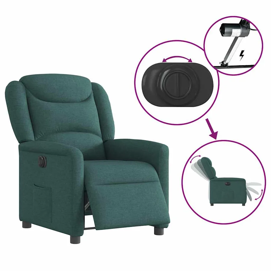 Fauteuil inclinable électrique Vert foncé Tissu - 8