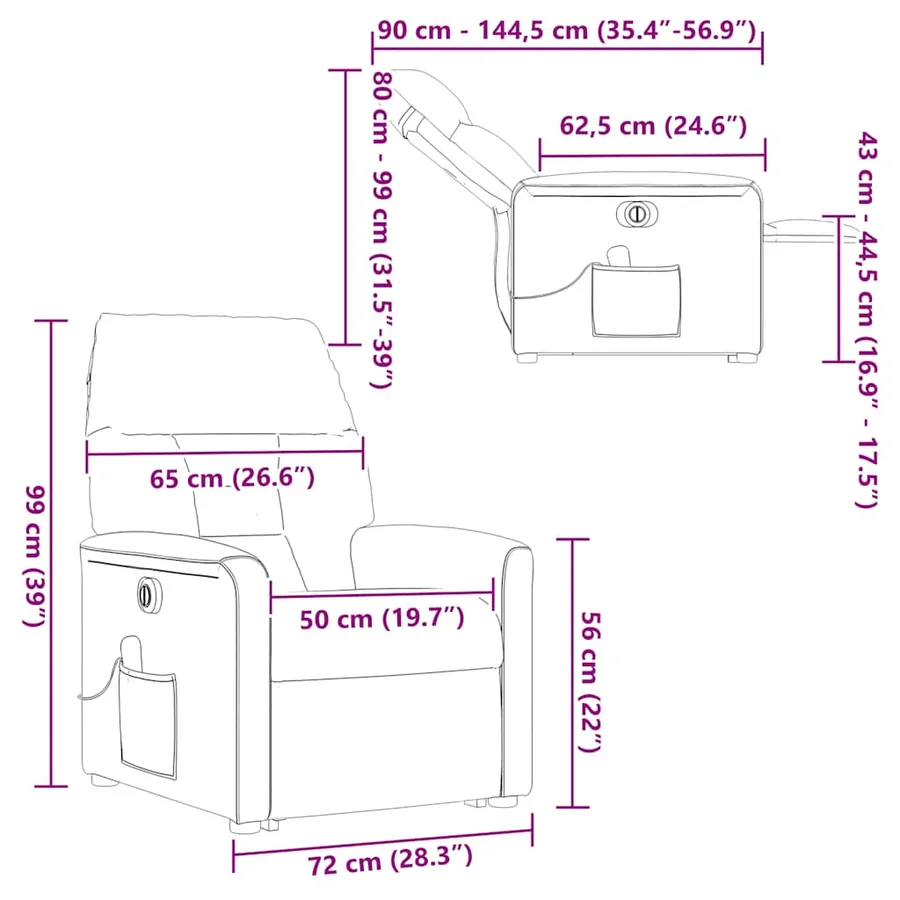 Fauteuil inclinable de massage électrique Crème Tissu - 17