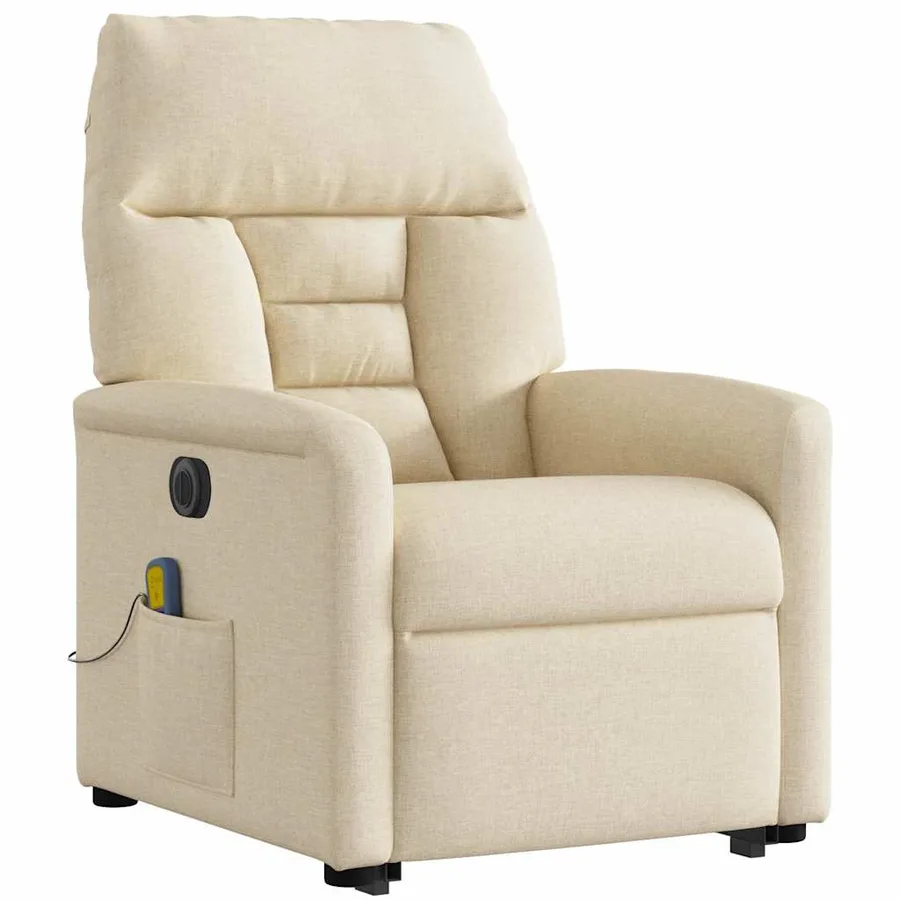 Fauteuil inclinable de massage électrique Crème Tissu - 4