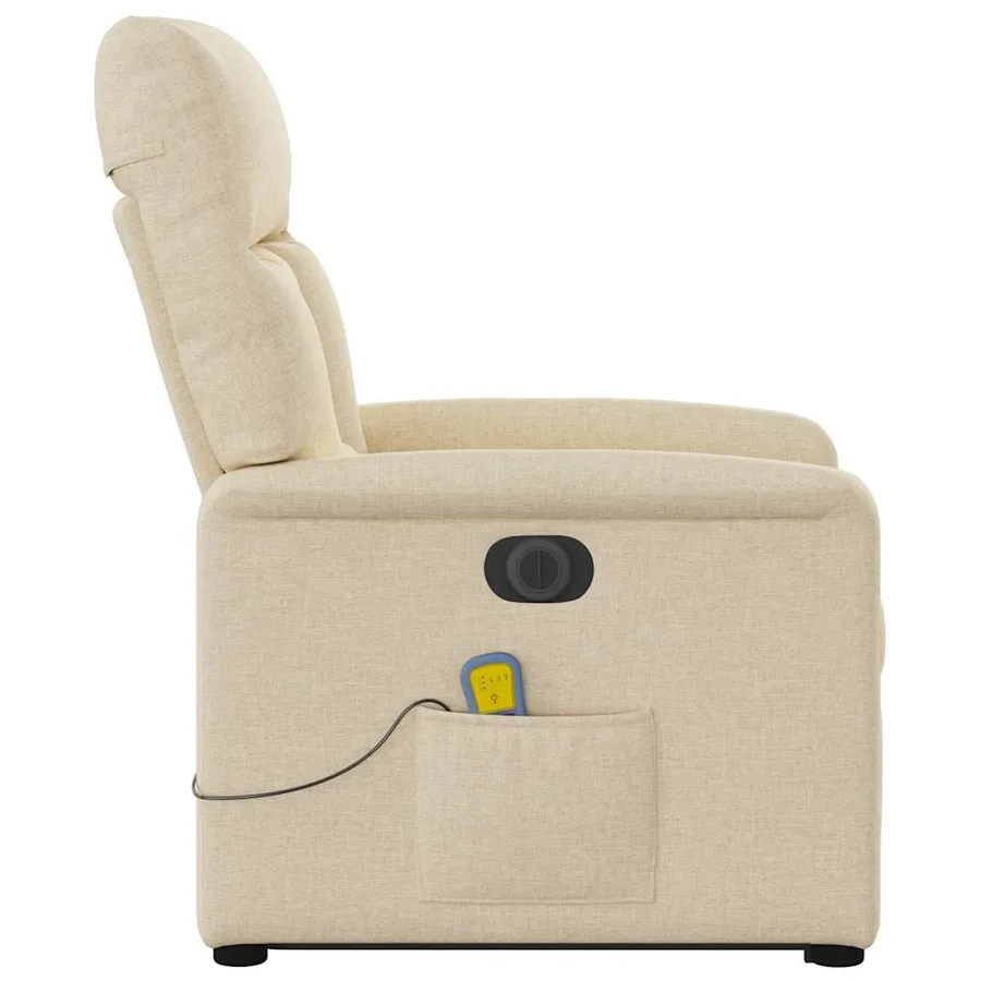 Fauteuil inclinable de massage électrique Crème Tissu - 6