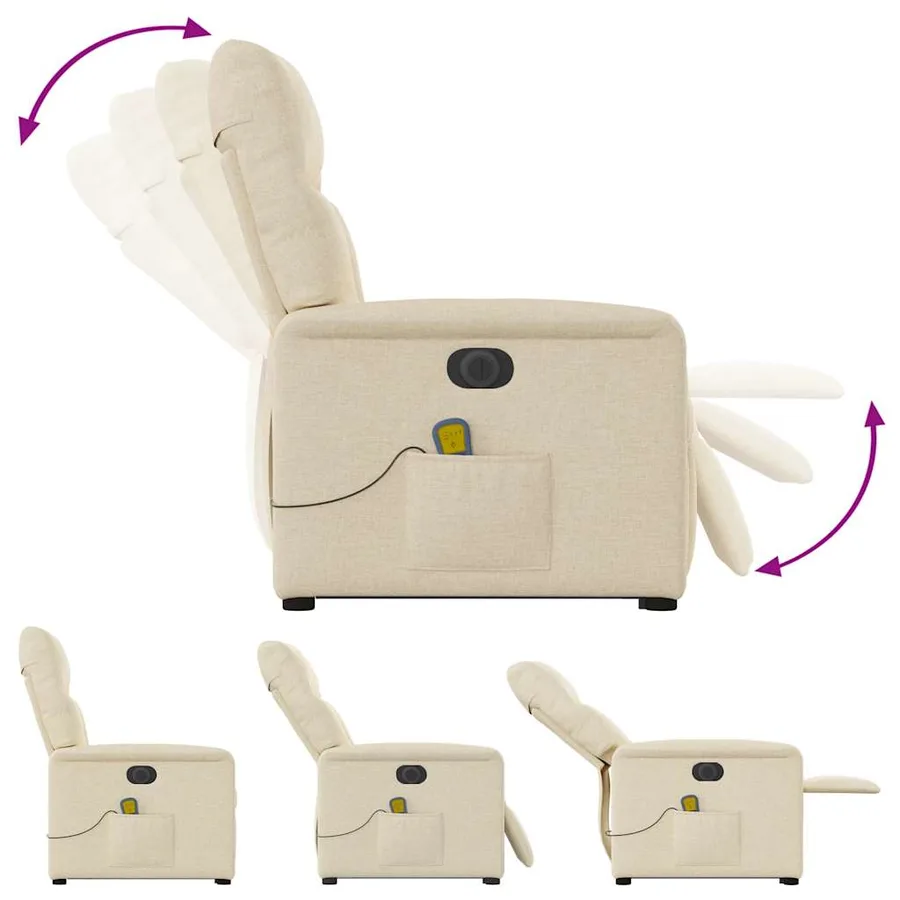 Fauteuil inclinable de massage électrique Crème Tissu - 8