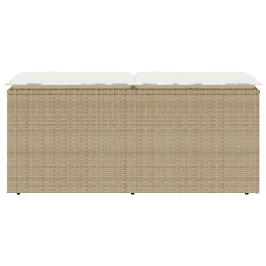 Banc de jardin avec coussin beige 110x40x44 cm résine tressée - 4