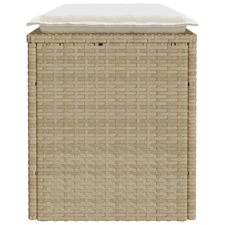 Banc de jardin avec coussin beige 110x40x44 cm résine tressée - 5