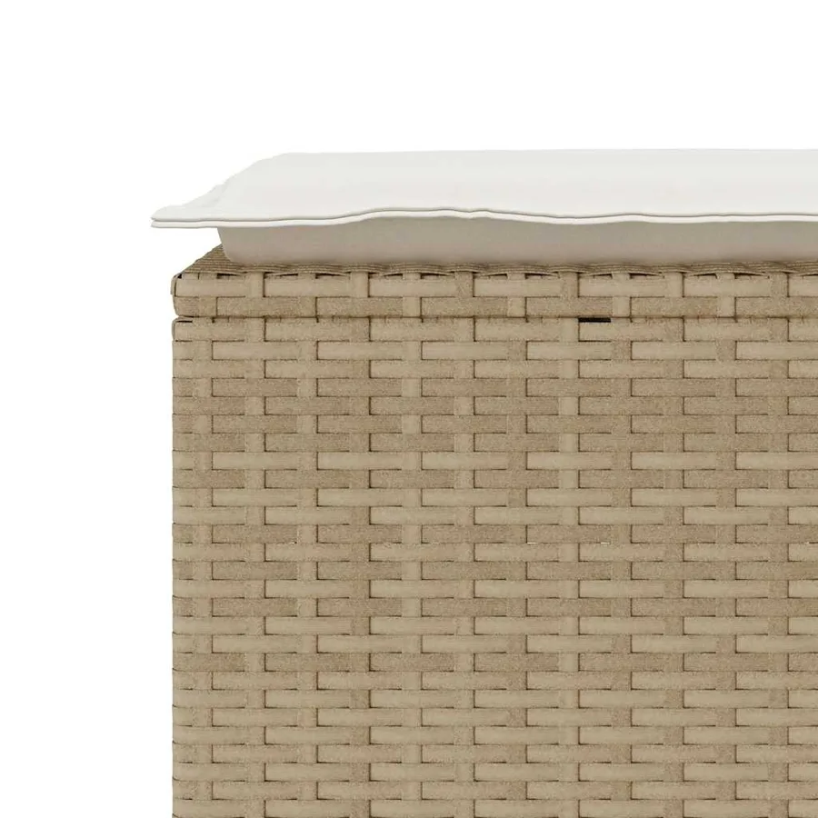 Banc de jardin avec coussin beige 110x40x44 cm résine tressée - 7