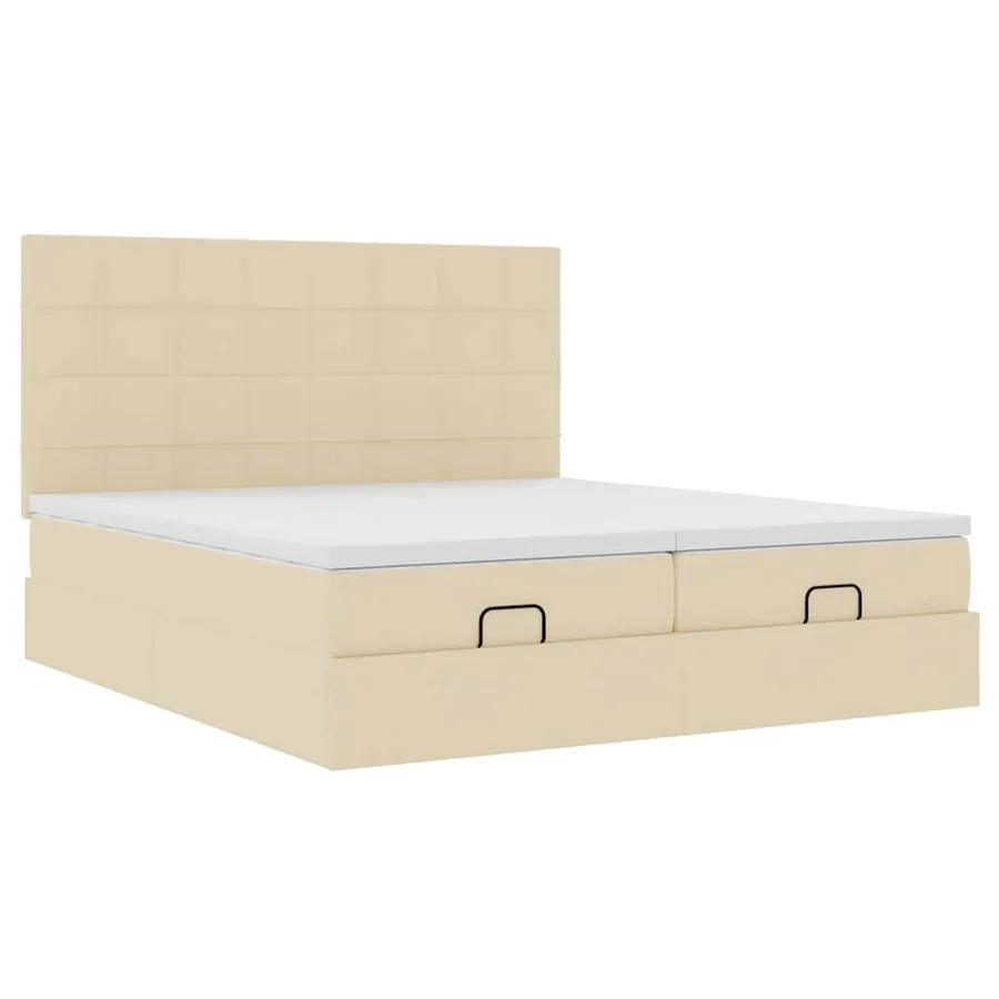 Cadre de lit ottoman avec matelas crème 180x200 cm tissu - 7
