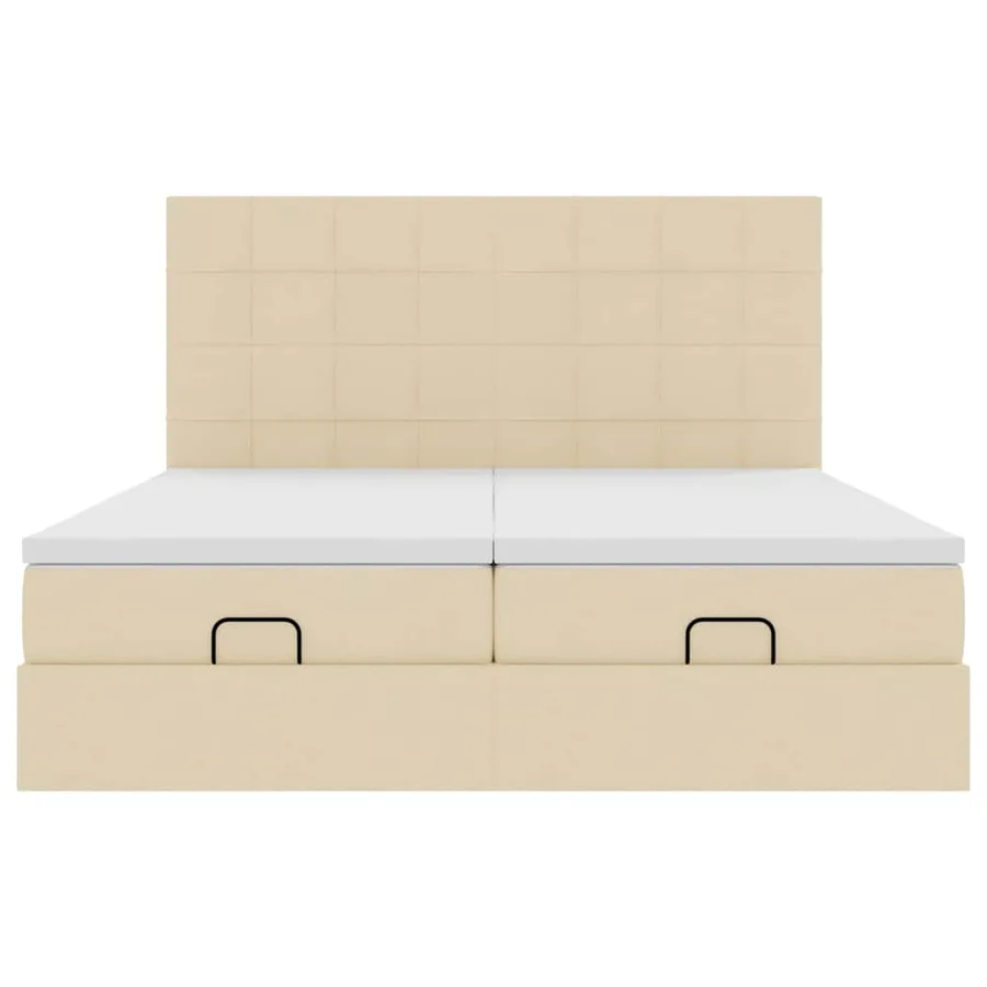 Cadre de lit ottoman avec matelas crème 180x200 cm tissu - 8
