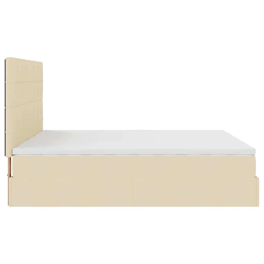Cadre de lit ottoman avec matelas crème 180x200 cm tissu - 9