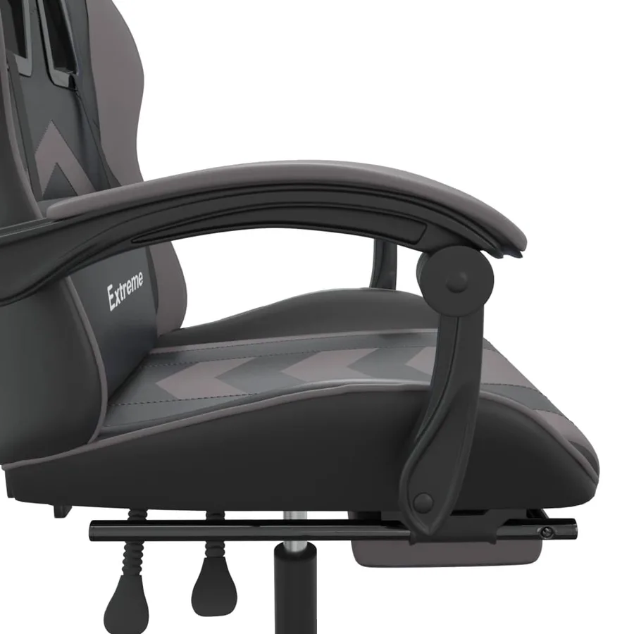 Chaise de jeu avec repose-pied Noir et gris Similicuir - 10