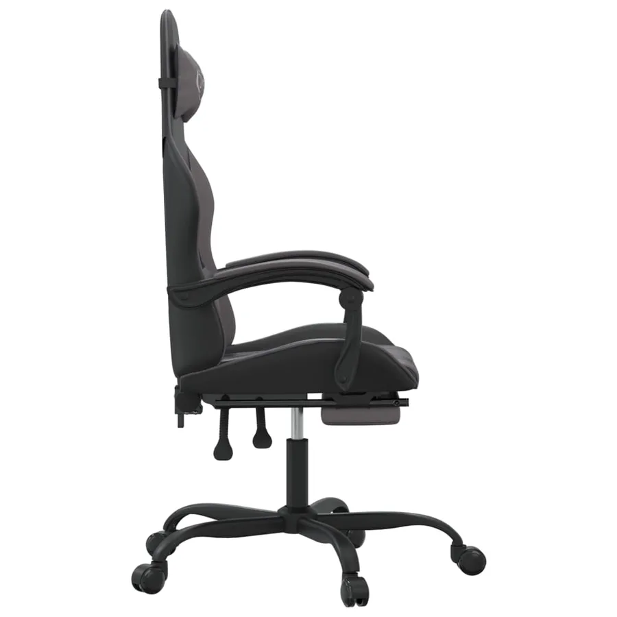 Chaise de jeu avec repose-pied Noir et gris Similicuir - 4