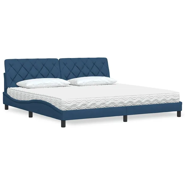 Lit avec matelas bleu 200x200 cm tissu