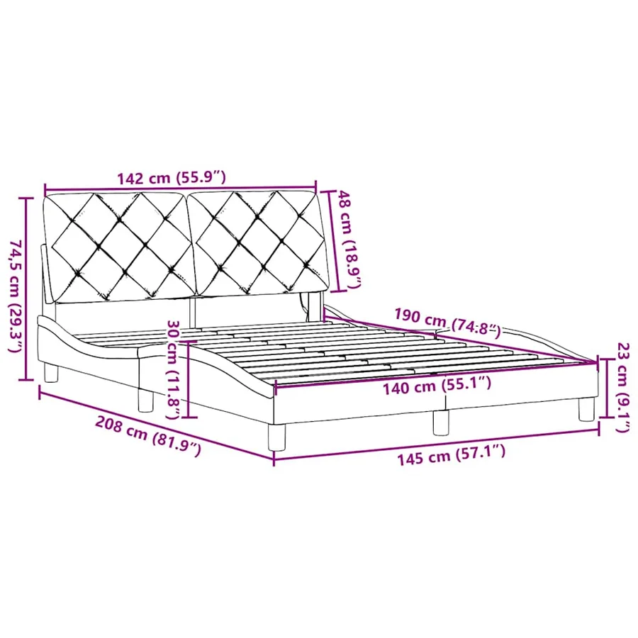 Cadre de lit avec LED sans matelas noir 140x190 cm tissu - 15