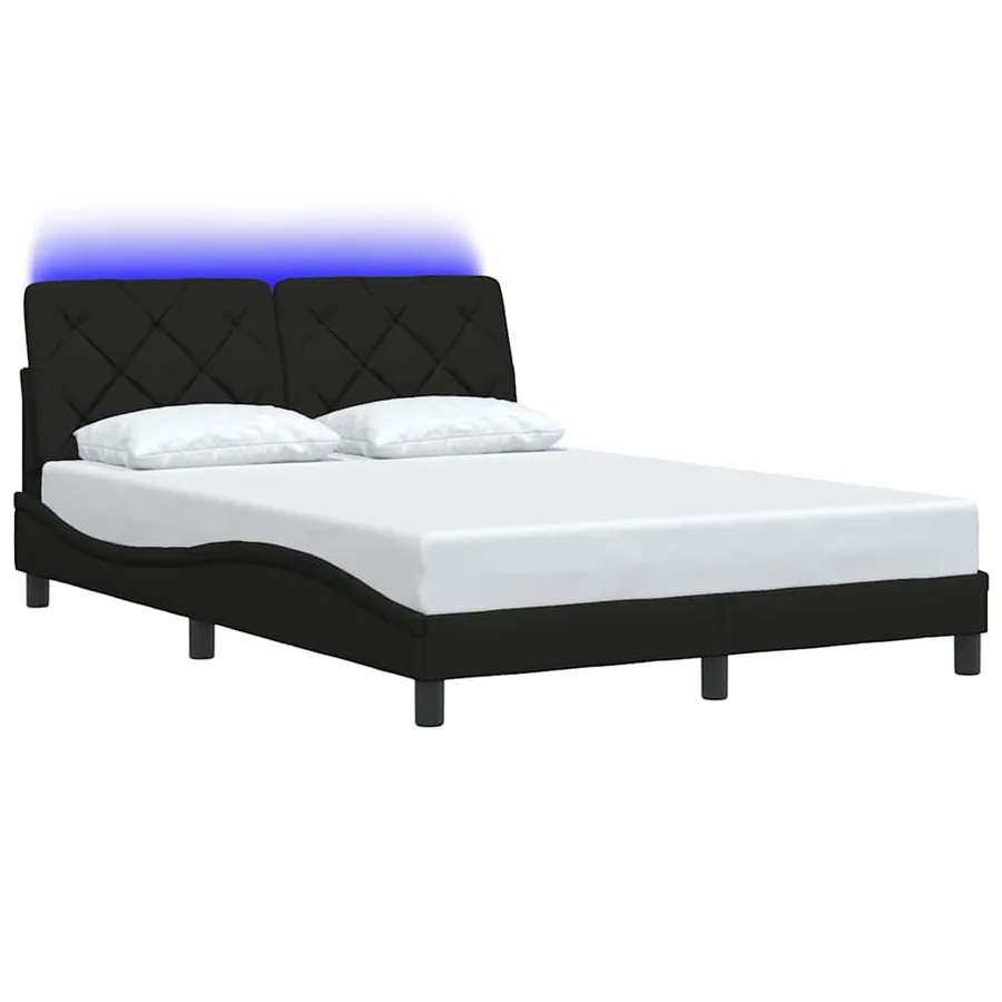 Cadre de lit avec LED sans matelas noir 140x190 cm tissu - 3