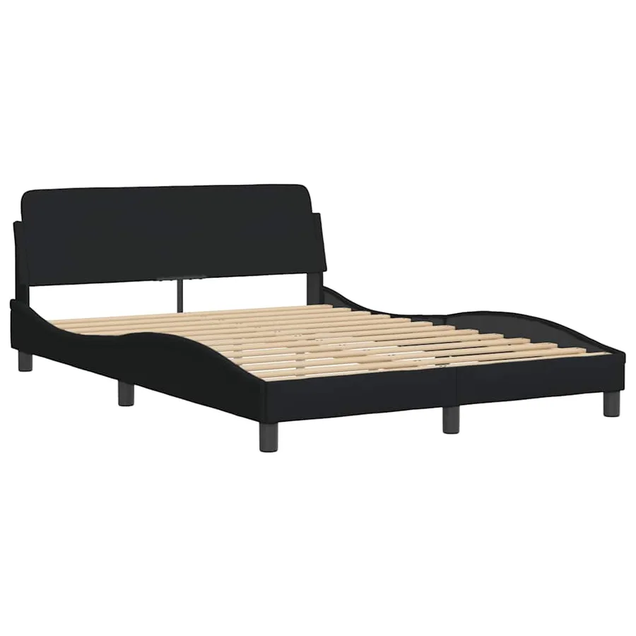 Cadre de lit avec LED sans matelas noir 140x190 cm tissu - 6