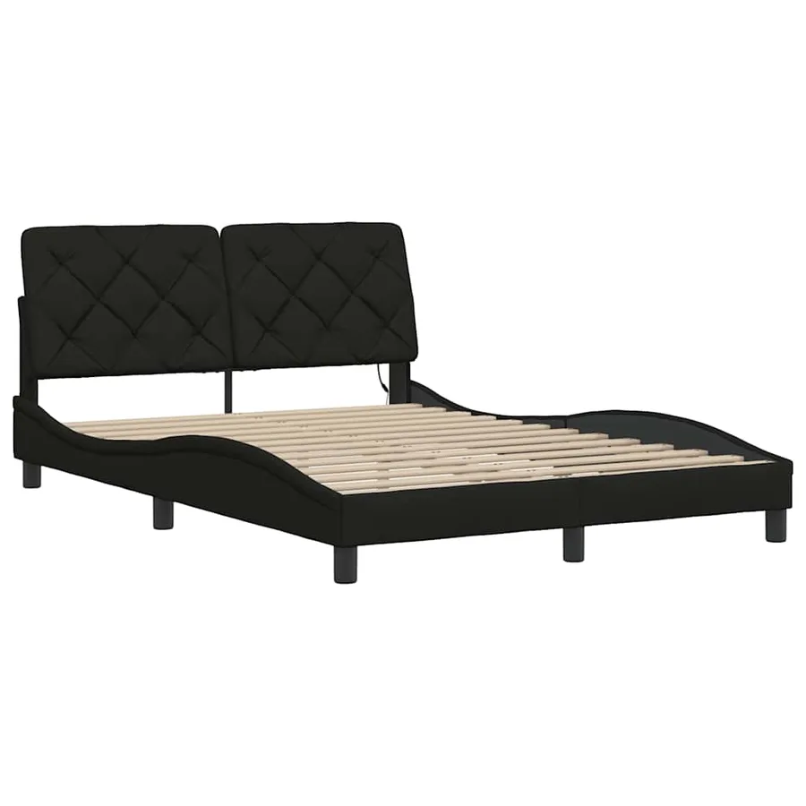 Cadre de lit avec LED sans matelas noir 140x190 cm tissu - 9
