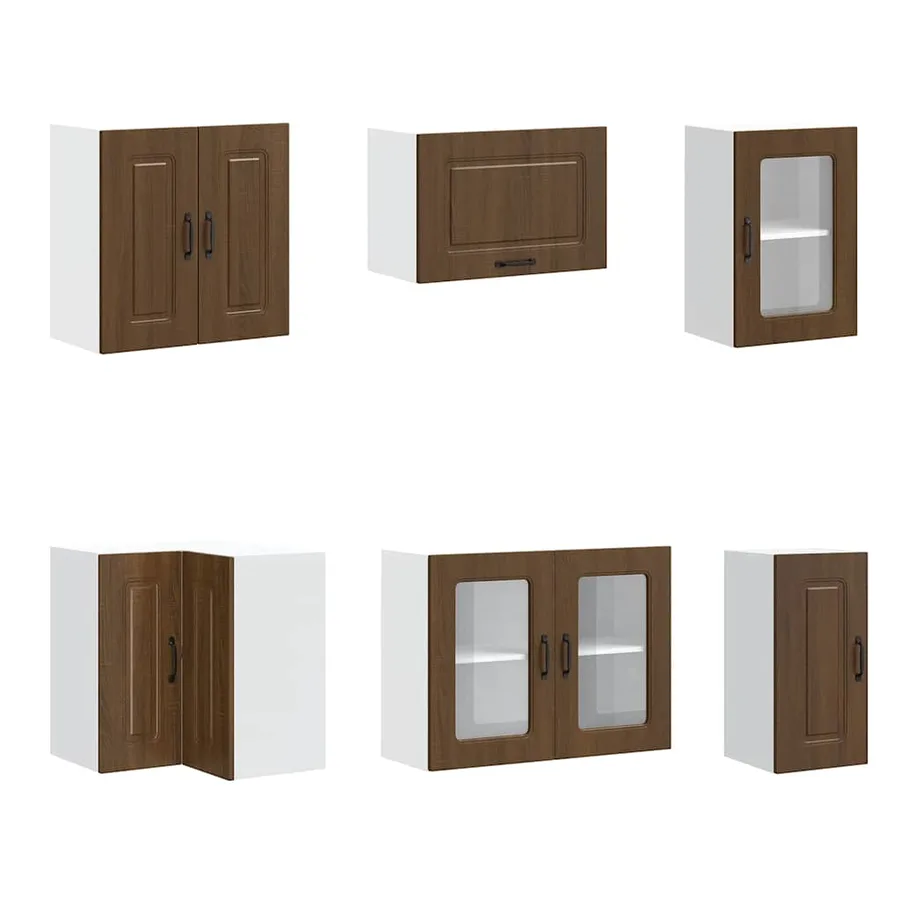 Ensemble de 11 meubles de cuisine en bois d'ingénierie "Kalmar" en chêne brun - 5