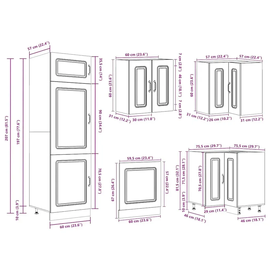 Ensemble d'armoires de cuisine 14 pcs Kalmar bois d'ingénierie - 10