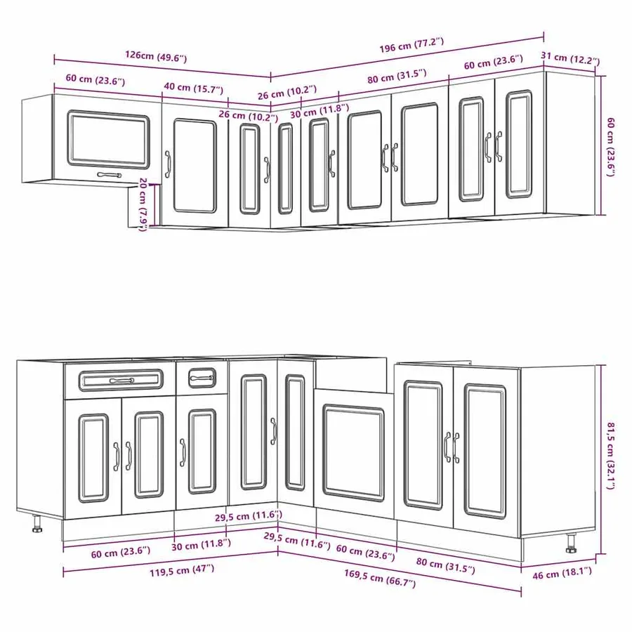 Ensemble d'armoires de cuisine 11 pcs Kalmar bois d'ingénierie - 8