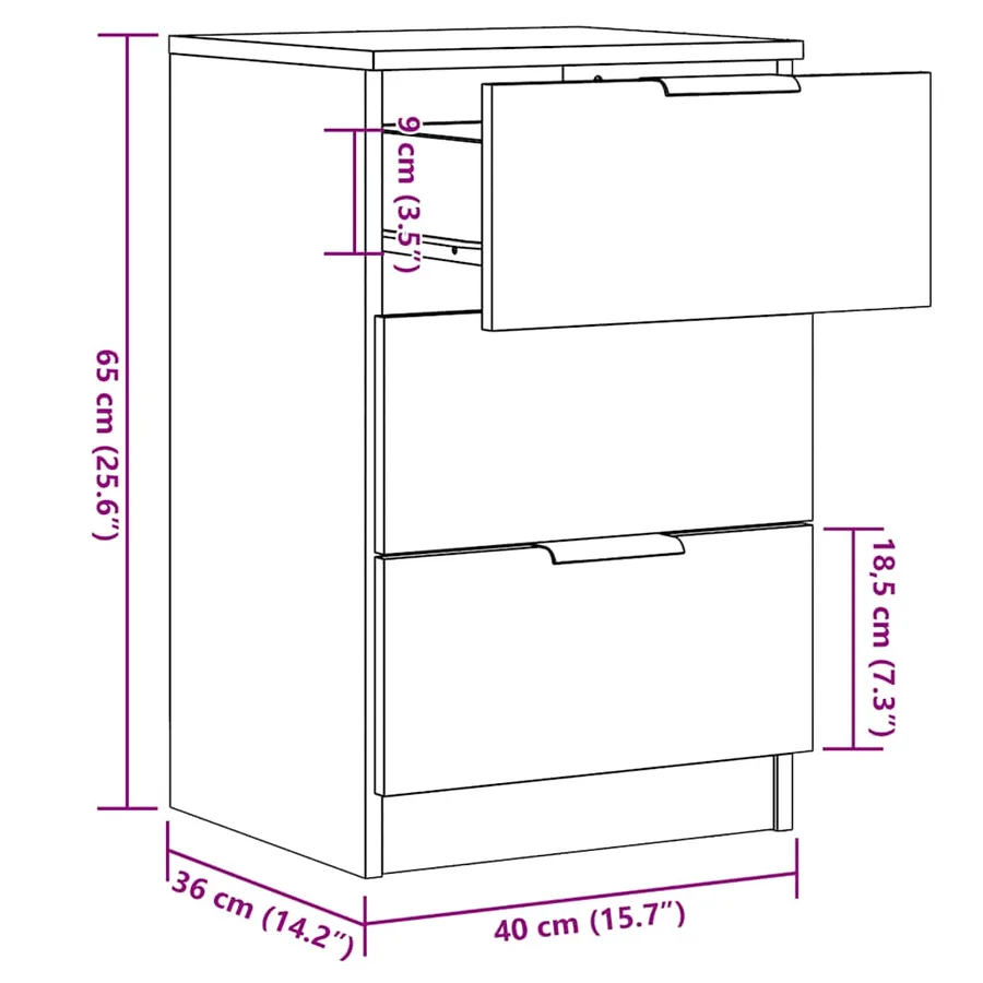 Table de chevet vieux bois 40x36x65 cm bois d'ingénierie - 11