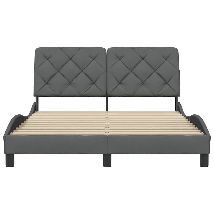 Cadre de lit sans matelas gris foncé 120x200 cm tissu - 5