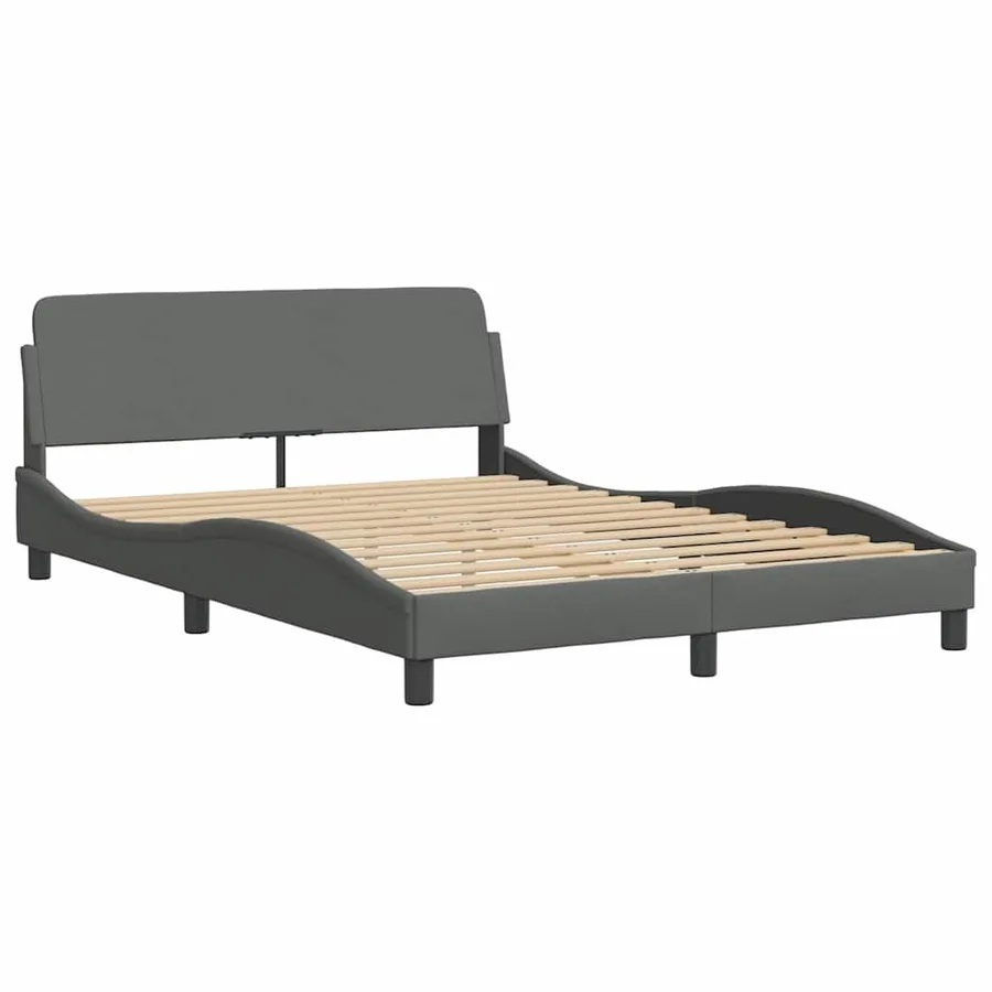 Cadre de lit sans matelas gris foncé 120x200 cm tissu - 6