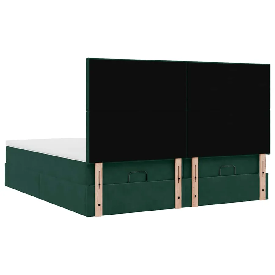 Cadre de lit ottoman avec matelas vert foncé 160x200 cm velours - 10